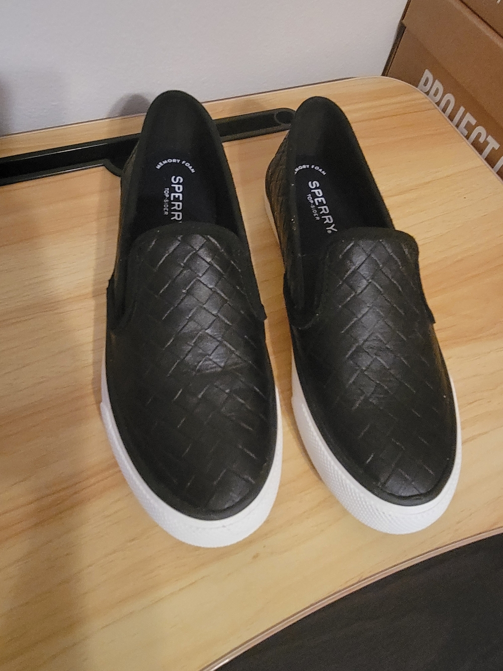 Sperry Women's Black Woven Slip-On Sneakers